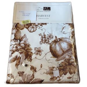 Zina Vasi Autumn Harvest Tablecloth 70" x 108" Brown Cream 100% Cotton